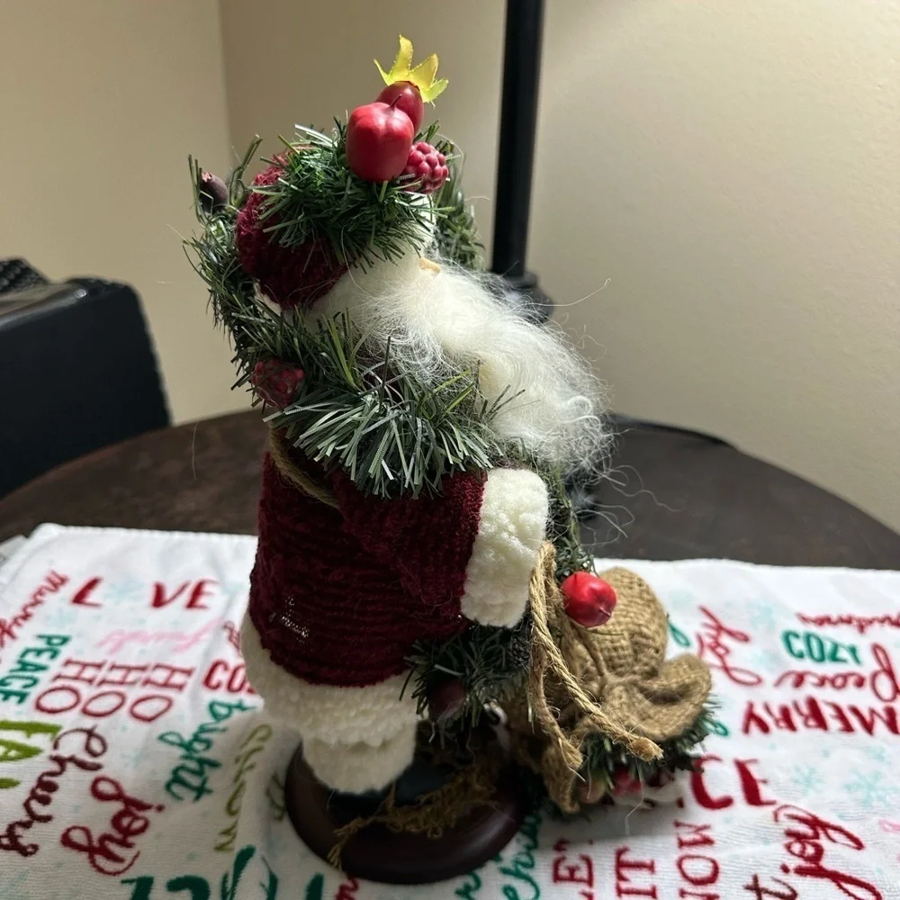 Holiday Santa Claus Figurine with Green and Red Accents
